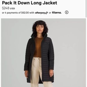 Lululemon Pack it down long jacket black